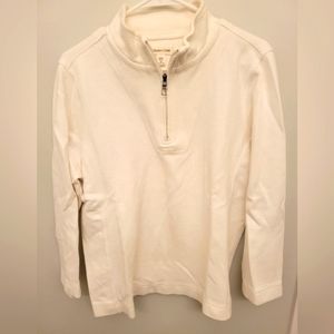 Coldwater Creek white 3/4 zip-up sweater/sweatshirt. Ribbed material. 1X